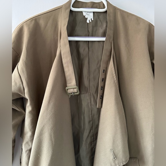 Monki Trendy Trench Cost Olive Green Size Xsmall - Picture 3 of 6